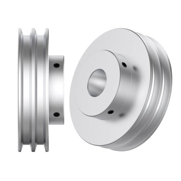 CHANCS Aluminum Alloy Double Groove Pulley 80mm OD 11mm Fixed Bore V-Shape Pulley Wheel for Motor Shaft Drive 6mm(1/4") PU Round Belt - size: 80x11mm, style: Double Groove Pulley