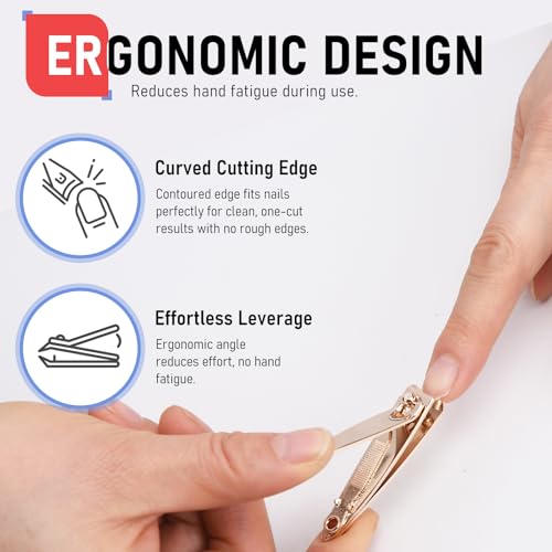 firiKer Nail Clipper Set, Sturdy Stainless Steel Fingernails & Toenails Clippers & Nail File, Sharp Effortless Fingernail Toenail Trimmer, Portable Nail Cutter for Women Men（Golden） - color: Light Gold