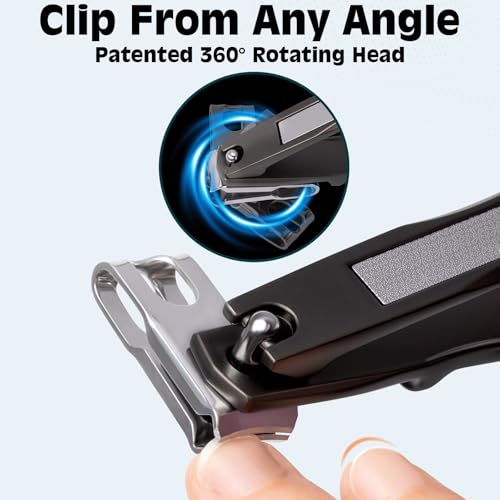 Heavy Duty Toenail Clippers for Thick Ingrown Nails Fingernail Set | Ultra Sharp All-IN-ONE Kit: 15% Thicker Premium Sturdy Podiatrist Toe Nail Care Tools. Perfect Grooming Gifts with Case - color: Black, size: 8-Pack