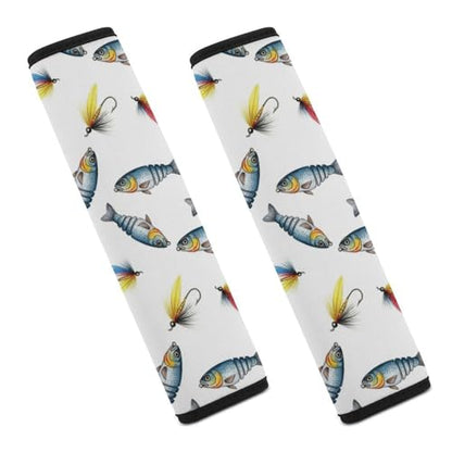 2PCS Watercolor Fishermen Lures Seat Belt Cover Breathable Automotive Seat Belt Protector for Adult Use, Most Cars, Pressure Relief - color: Pattern 1058