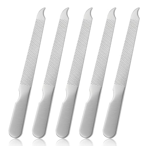 5 PCS Stainless Steel Nail File for Natural Nails 3.6’’ Small Metal Double Sided Nail File with Curved Sharp Pointed Thin Professional Reusable Manicure Pedicure Toenails Tools