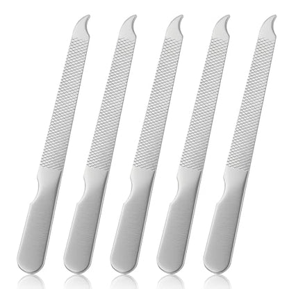 5 PCS Stainless Steel Nail File for Natural Nails 3.6’’ Small Metal Double Sided Nail File with Curved Sharp Pointed Thin Professional Reusable Manicure Pedicure Toenails Tools