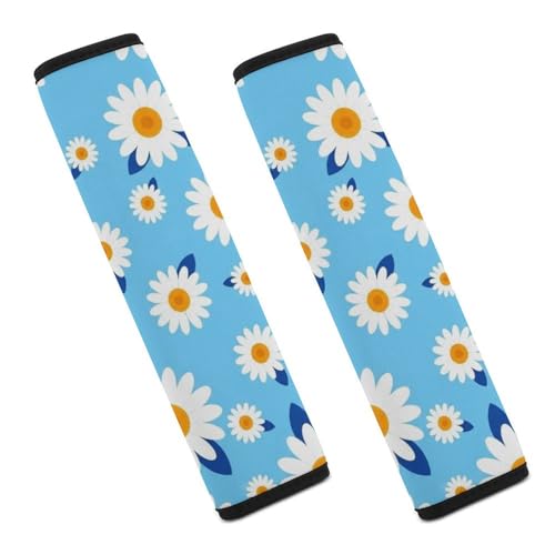 Universal Fit Seat Belt Shoulder Pad for Adult Use, Most Cars, 2 Pack Cute Daisy Flowers Classic Harness Pads Strap Pressure Relief - color: Pattern 524