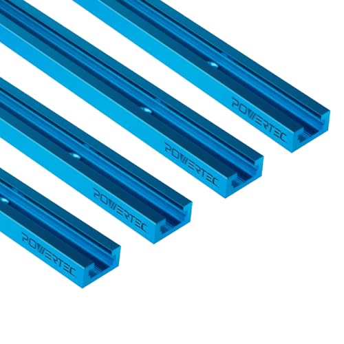 POWERTEC 71371V 24 Inch Double-Cut Profile Universal T-Track with Predrilled Mounting Holes, 4 PK, T Track for Woodworking Jigs and Fixtures, Drill Press Table, Router Table, Workbench - size: 24" T track, 4PK