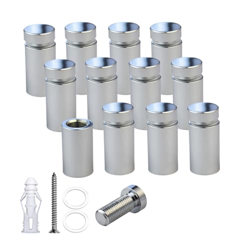 Pack of 12 Aluminum Standoff Screws Wall Sign Standoff Mounting Hardware Standoff Mounts for Acrylic Picture Frame (12, Polished Chrome, 1/2" x 3/4") - color: Polished Chrome, size: 1/2" x 3/4"
