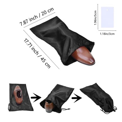 GONGKANGYUAN 4 Pack Shoe Bags for Travel Satin Fabric Shoe Bag with Drawstring for Men Women Travel Protecting Storing Shoes - color: Black