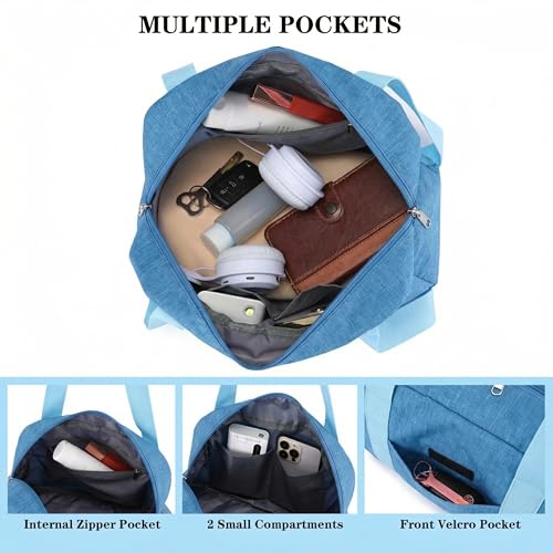 Mini Gym Bag for Women Girls, 12 inch Small Gym Tote, Lightweight Small Carry On Duffle Bag for Travel Sports - color: Navy Blue