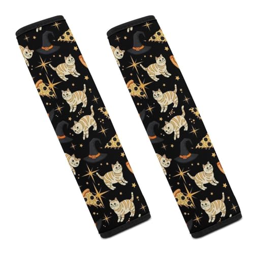 Universal Soft and Comfortable Seat Belt Shoulder Pad for Adult Use, Most Cars, 1 Pair Hand Drawn Cats Pizza Starry Sky Harness Pads Strap Anti-Slip Pad - color: Pattern 925