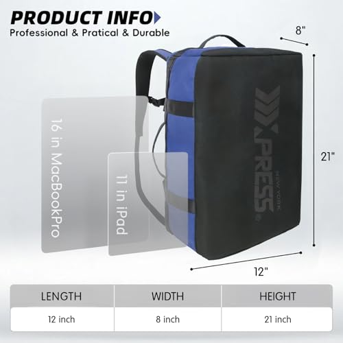 2-in-1 Carry-on Backpack for Men Women 40L Sports Gym Bag with Backpack Straps,Water Resistant,for Travel/Gym（20in,Blue） - color: 20in-blue