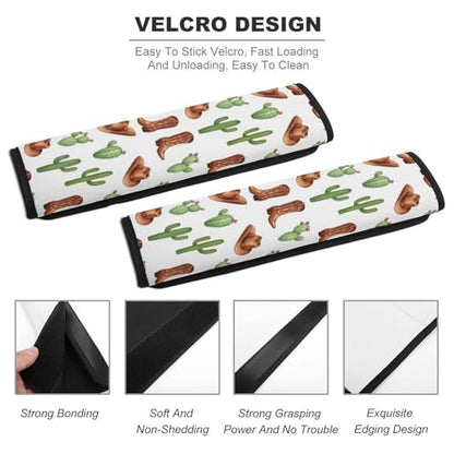 Universal Soft and Comfortable Car Seat Straps Shoulder Pads for Girls and Boys, Most Cars, 1 Pair Western Cactus Cowboy Harness Pads Strap Comfortable Driving - color: Pattern 936