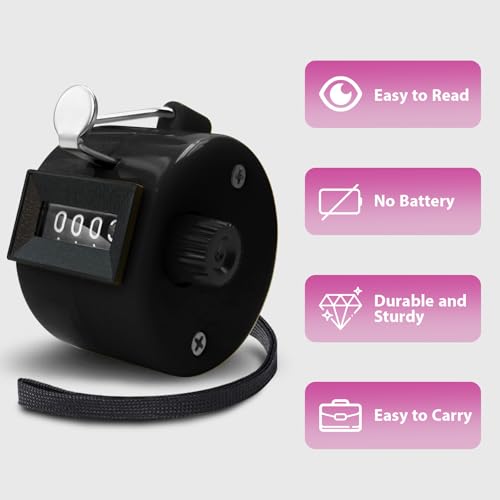 6 Pack Clicker Counter, Hand Tally Counters, 4 Digit Display Clicker | with Black Nylon Lanyard, Pitch Counter for Knitting, Coaching, Golf, Lap, Fishing, Umpire, Baseball, Row Sport - color: Candy Color