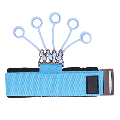 Silicone Finger Exerciser Elastic Finger Grip Trainer for Hand Muscle Strength Flexibility, Suitable for Rock Climbing, Guitarists - 1 X Wrist Tensioner 10 X Sleeve - color: Blue