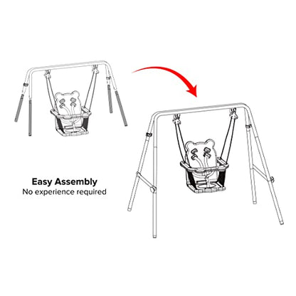 Sportspower My 1st Toddler Swing - Heavy-Duty Baby Indoor/Outdoor Swing Set with Safety Harness, Blue, 57"L x 56"W x 47"H - color: Blue