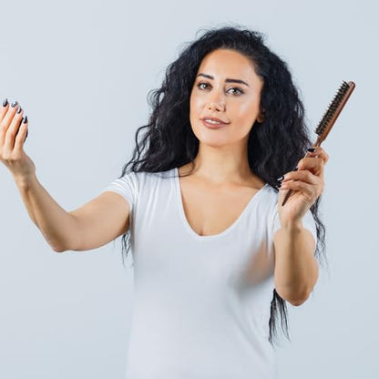 Boar Bristle Teasing Brush for Slick Back Hair, Hair Teasing Brushes for Women Styling Brush with Wooden Rat Tail Handle for Edge Control, Backcombing, Thin Thick Curl Training to Create Volume Smooth