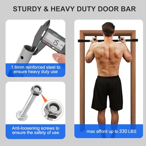 MOMODA Doorway Pull Up Bar, Home Gym Fitness Chin-Up Bar for Door Frame - color: Grey