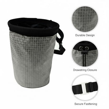 Climbing Chalk Bag with Drawstring Closure Lightweight Waist Pouch for Rock Climbing & Bouldering 6.7 Inch Opening - color: Gray