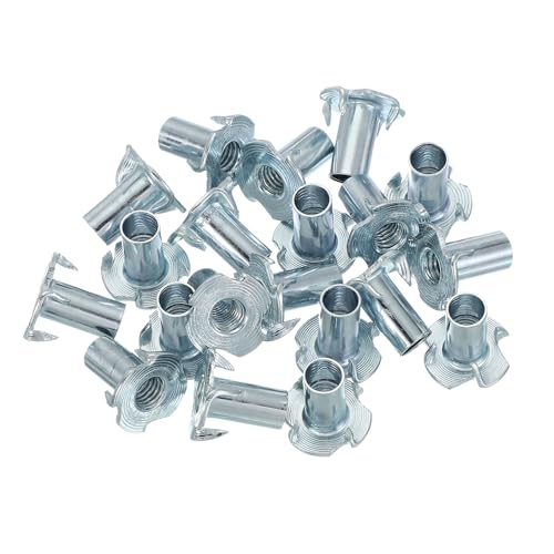 PATIKIL M8 T-Nuts, 20 Pcs Zinc Plated Steel 4-Pronged Tee Blind Nut 18 mm Length Four-jaw t Nuts Threaded Inserts Hardware for Wood Furniture Cabinetry Rock Climbing Holds - size: M8x18 mm