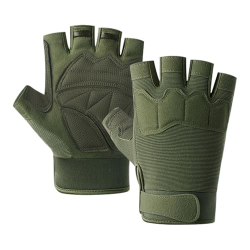 Fingerless Tactical Gloves, Padded Lightweight Breathable Climbing Glove for Rock, Motorcycle, Climbing, Cycling, Tree, Sail, Outdoor Sports - color: Green, size: Small
