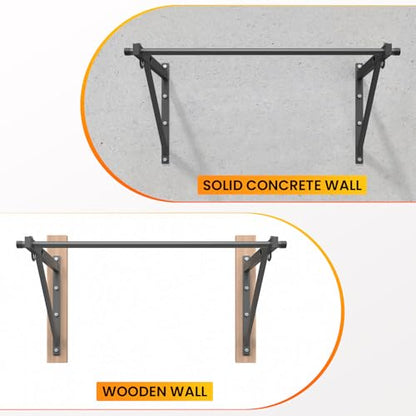 Jusgym Wall Mounted Pull Up Bar, 51"/45" Chin Up Bar with 500LBS Capacity, Strength Training Pull-Up Bars |Joist Mounted |Reinforced Thick Metal Construction