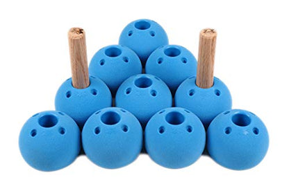 Atomik Climbing Holds Set of 10 Peg Board Receivers in Blue for Vertical Walls with Included 1.25 inch Hardwood Pegs