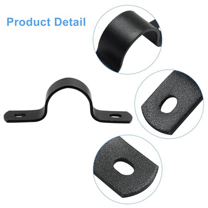 12Pcs Two Holes Pipe Strap 1" U Bracket Clamps | Heavy Duty, Rigid Strap Clip, For Pipe Fixing Supporting Decorating