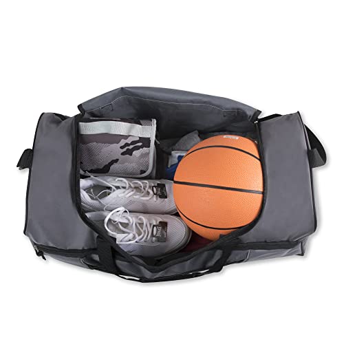60 Liter, 26 Inch Duffle Bag – Heavy Duty Extra Large Sports Gym Equipment Travel Duffel Bag for Men and Women (Grey) - color: Grey