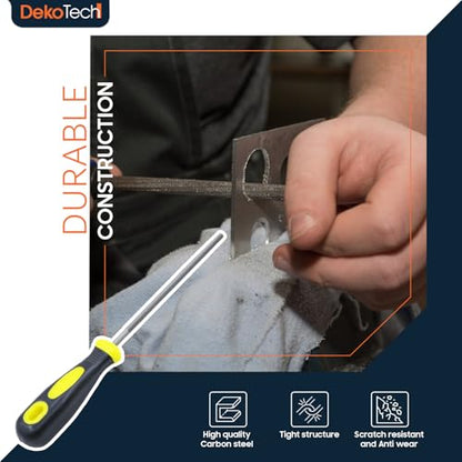 Dekotec 6-Inch Round File – High Carbon Hardened Steel, Ergonomic Grip, Plastic Non-Slip Handle, Suitable for Wood, Plastic, Metal, Model, 3D-Print, etc. - style: 6-Inch Round File – High Carbon Steel Hand File with Ergonomic Anti-Slip Handle