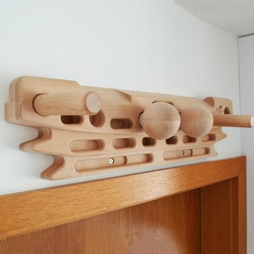 FingerPeg 1.0 Hangboard – Fingerboard Training Board for Climbing with Pull-Up Bars – Sleek Wooden Climbing Board with Ergonomic Design – Supports up to 265 lbs - style: Fingerpeg 1.0 + Spherical Holds