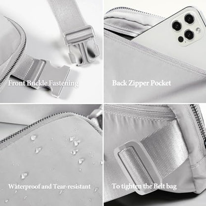 YOSHUYUKI Fanny Pack Crossbody Bag Trendy Waterproof Small Sling Cross Body Purse for Women Men Fashion Waist Packs Mini Belt Pouch Chest Bum Hip Bag Lulu Dupes for Travel Vacation Running Ash - color: Ash