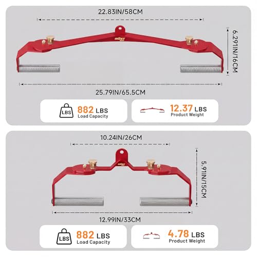 LAT Pull Down Bar Set with 360° Rotatable Handles, LAT Pulldown Attachments for Whole Back Training, Heavy-Duty Locking LAT Pulldown Bars for Home Gym Cable - color: Red