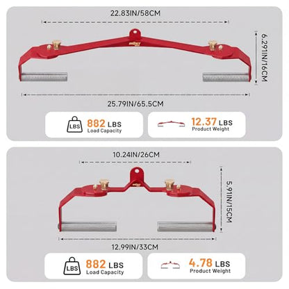 LAT Pull Down Bar Set with 360° Rotatable Handles, LAT Pulldown Attachments for Whole Back Training, Heavy-Duty Locking LAT Pulldown Bars for Home Gym Cable - color: Red