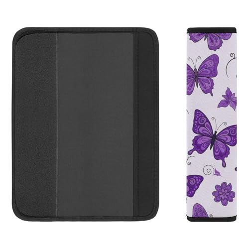 1 Pair Universal Soft and Comfortable Car Seat Belt Pad for Girls and Boys, Most Cars, Purple Butterflies Harness Pads Strap, Neck and Shoulder Support - color: Pattern 953