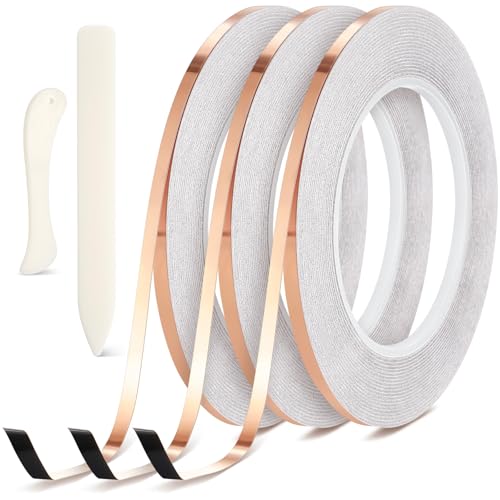 Innconee 5 Pcs Black Backed Copper Foil Stained Glass Black Lined Foil Copper 3 Sizes for Stained Glass Set Supplies Craft Hand Tools (3/16inchx108ft X3) - size: 3/16inchx108ft X3