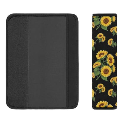 2 Pack Soft Padded Seat Belt Cover for Girls and Boys, All Vehicles, Floral Sunflower Black Harness Pads Strap, Anti-Slip Pad - color: Pattern 959