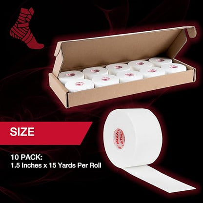 Mueller Sports Medicine Premium Athletic Tape, 10 Pack, White - Quality Hospital-Grade Athletic Tape, Easy to Tear for Fast & Effective Taping, 1.5" x 15 Yards Per Roll
