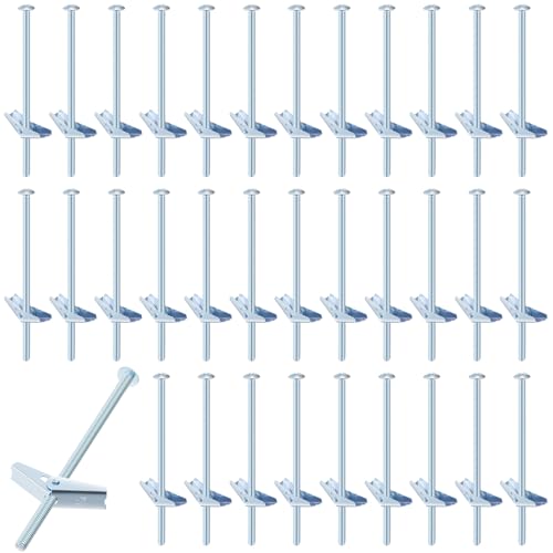Yaocom 100 Pcs 1/4" X 6" Toggle Bolts Butterfly Screws Anchors Heavy Duty Wall Anchors for Drywall with Wing Nuts for Hanging Heavy Objects on Drywall - size: 1/4" X 6"