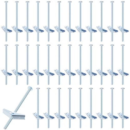 Yaocom 100 Pcs 1/4" X 6" Toggle Bolts Butterfly Screws Anchors Heavy Duty Wall Anchors for Drywall with Wing Nuts for Hanging Heavy Objects on Drywall - size: 1/4" X 6"
