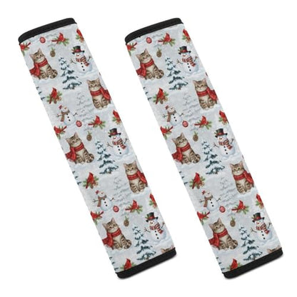 2PCS Winter Cute Cat Pet Kitten Seat Belt Shoulder Pad Soft Padded Harness Pads Strap for Adults and Children, All Vehicles, Anti-Slip Pad - color: Pattern 100
