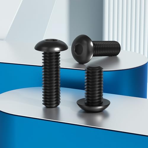 VGBUY 65Pcs 1/4-20 x 5/8" Button Head Socket Cap Bolts Screws,304 Stainless Steel 18-8,Black Zinc Plating,Fully Threaded,with Spanner Allen Hex Drive, for Furniture,Water Pump,Light Fixture(VG10303) - color: Black, size: 1/4-20 x 5/8"