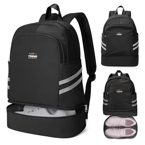 coofay Gym Backpack For Women Waterproof Sports Backpack With Shoe Compartment Lightweight Travel Backpacks Small Gym Bag Dance Volleyball Backpacks - color: Black, size: Small