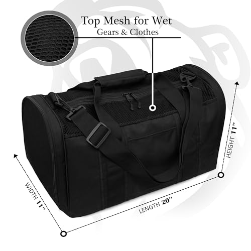 Gym Duffle Bag - Workout, Boxing, MMA, Sports Bag with Shoes Compartment and Adjustable Shoulder Strap for Men and Women (Black/White) - color: Black/White