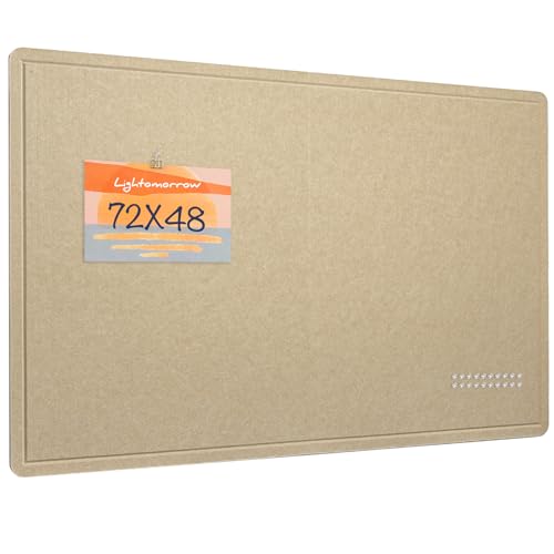Large Bulletin Board - 72 x 48 Inches, Decorative Felt Pin Board for Wall - 6' x 4' Foldable Photo Display Board with Self-Adhesive Tape, Includes 20 Push Pins - Beige Brown - color: Beige Brown, size: 47.2" x 70.8"