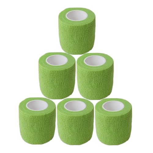 Baisunt 6 Pack 2 Inches Cohesive Bandage Self Adhesive Wrap Elastic Self Adherent Vet Wrap Breathable Self Stick Tape for Wrist, Ankle, Sports, Tatoo Wrap(5 Yards, Grass Green) - color: Grass Green, size: 2 Inch