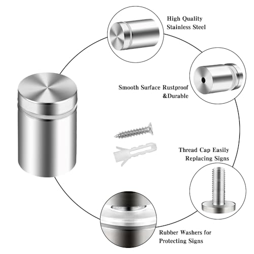 Standoff Screws for Acrylic Signs - Metal Mounts (0.75x1.18 in) - size: 0.75x1.18 in (12 Pcs)