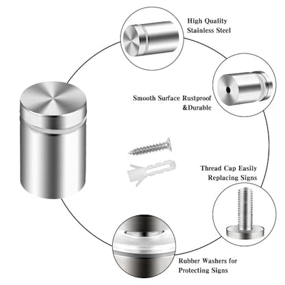 Standoff Screws for Acrylic Signs - Metal Mounts (0.75x1.18 in) - size: 0.75x1.18 in (12 Pcs)