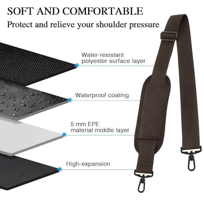 Taygeer Brown Bag Strap, 52" Universal Replacement Laptop Shoulder Strap | Adjustable Belt with Hook, Breathable Non-Slip Pad, Fits Luggage Canvas Tool Satchel Makeup Handbag Gym Duffle Bag Briefcase - color: A-brown