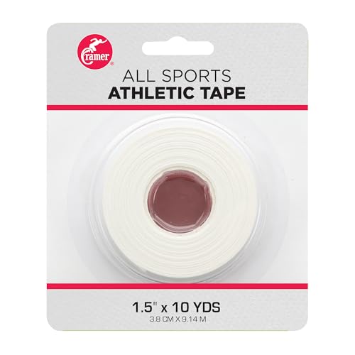 Cramer Team Color Athletic Tape, 1.5" x 10 Yards White, Easy Tear Sports Tape for Ankle, Wrist & Knee, Latex-Free Adhesive, Strong Support, Athletic Training Tape Roll - color: White, size: Single Roll