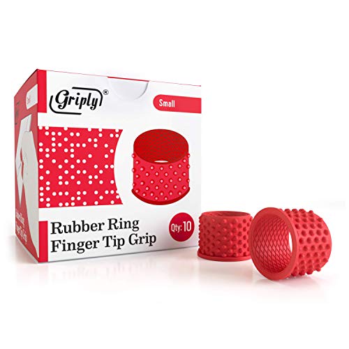Griply Rubber Finger Tips | Hand Grips | Rubber Tip Finger Protector | Finger Pads (Small) - size: S (Pack of 10)