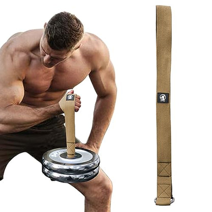 J Bryant Arm Wrestling Training Strap Belt Hand Grip- Ideal for Wrist Forearm and Biceps Workouts Multifunctional Home Gym Fitness Equipment Compatible with 1 inch and 2 inches Barbell Plates - color: Khaki