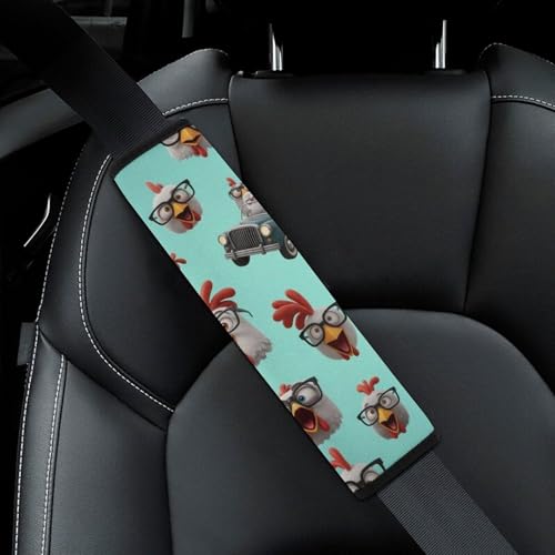 2 Pack Breathable Car Seat Straps Shoulder Pads for Adults and Children, All Vehicles, Cute Chicken Hen Harness Pads Strap, Pressure Relief - color: Pattern 623